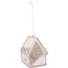 Clayre & Eef 6PR5334 Dekorační závěs Dům 9x1x10 cm Bílá Hnědá