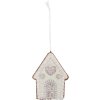 Clayre & Eef Dekorační závěs Dům 8x1x10 cm Zelená/Bílá