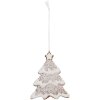 Clayre & Eef 6PR5343 Vánoční ozdoba stromek 9x1x10 cm bílá hnědá