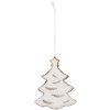 Clayre & Eef Závěsný vánoční stromek 9x1x10 cm bílo-hnědý
