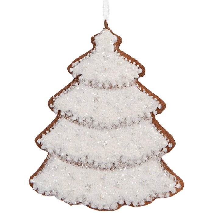 Clayre & Eef 6PR5345 Dekorace Závěs Vánoční Stromeček 9x1x10 cm Bílá Hnědá