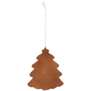 Clayre & Eef 6PR5345 Dekorace Závěs Vánoční Stromeček 9x1x10 cm Bílá Hnědá