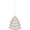 Clayre & Eef 6PR5345 Dekorace Závěs Vánoční Stromeček 9x1x10 cm Bílá Hnědá