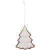 Clayre & Eef 6PR5346 Dekorace závěsný ozdobný stromek 9x1x10 cm bílá hnědá