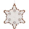Clayre & Eef 6PR5351 Dekorace závěs Sněhová vločka 9x1x10 cm bílo-hnědá