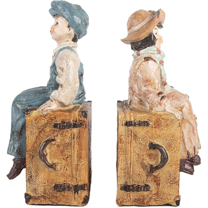 Clayre & Eef Sada dvou knihostojů 19x10x22 cm hnědo-modrá