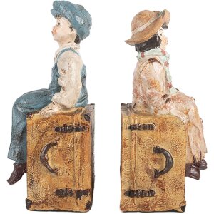 Clayre & Eef Sada dvou knihostojů 19x10x22 cm hnědo-modrá