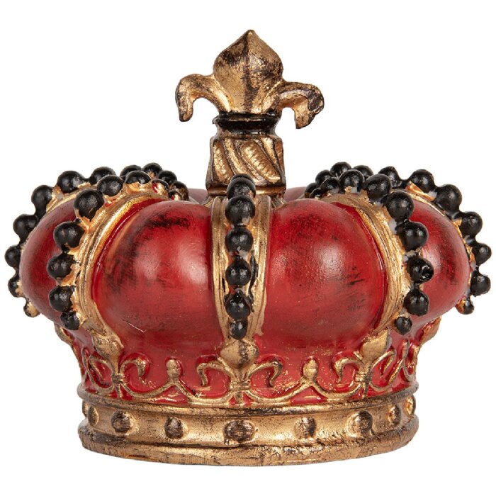 Clayre & Eef Dekorativní koruna 13x11 cm červeno-zlatá