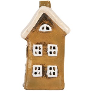 Clayre & Eef 6CE2183 Dekorace Domeček 8x7x15 cm Hnědo-béžová