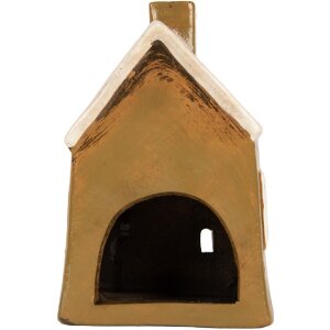 Clayre & Eef Dekorační domeček 12x8x18 cm hnědobéžový