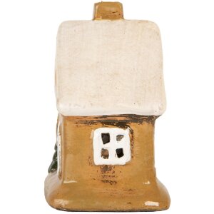 Clayre & Eef Dekorace domeček 9x7x11 cm hnědo-béžová