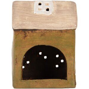 Clayre & Eef Dekorační domeček 10x7x14 cm zelenobéžný