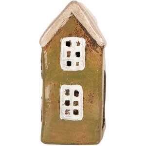 Clayre & Eef Dekorační domeček 10x7x14 cm zelenobéžný