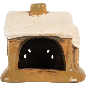 Clayre & Eef Dekorační domeček 9x7x9 cm hnědo-béžový