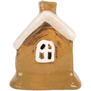 Clayre & Eef Dekorační domeček 9x7x9 cm hnědo-béžový