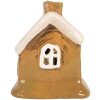 Clayre & Eef Dekorační domeček 9x7x9 cm hnědo-béžový