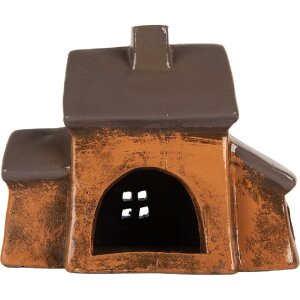 Clayre & Eef Dekorace Domeček 20x11x16 cm Oranžovo-šedá