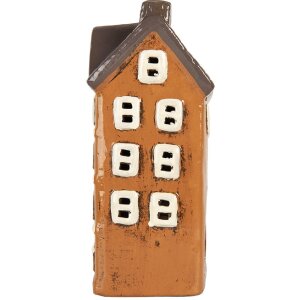 Clayre & Eef Dekorační domeček 12x10x23 cm oranžovo-šedý