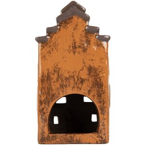 Clayre & Eef Dekorace Domeček 13x10x24 cm šedá/oranžová