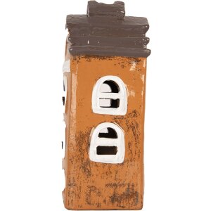 Clayre & Eef Dekorace Domeček 13x10x24 cm šedá/oranžová