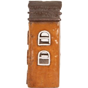 Clayre & Eef Dekorační domeček 20x15x34 cm oranžovo-šedý