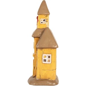 Clayre & Eef Dekorační domeček 23x17x43 cm žluto-hnědý