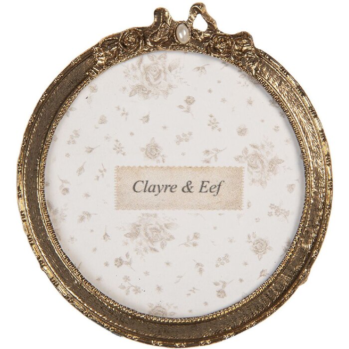 Clayre & Eef Fotorámeček 10x11 cm / Ø 9 cm zlatý
