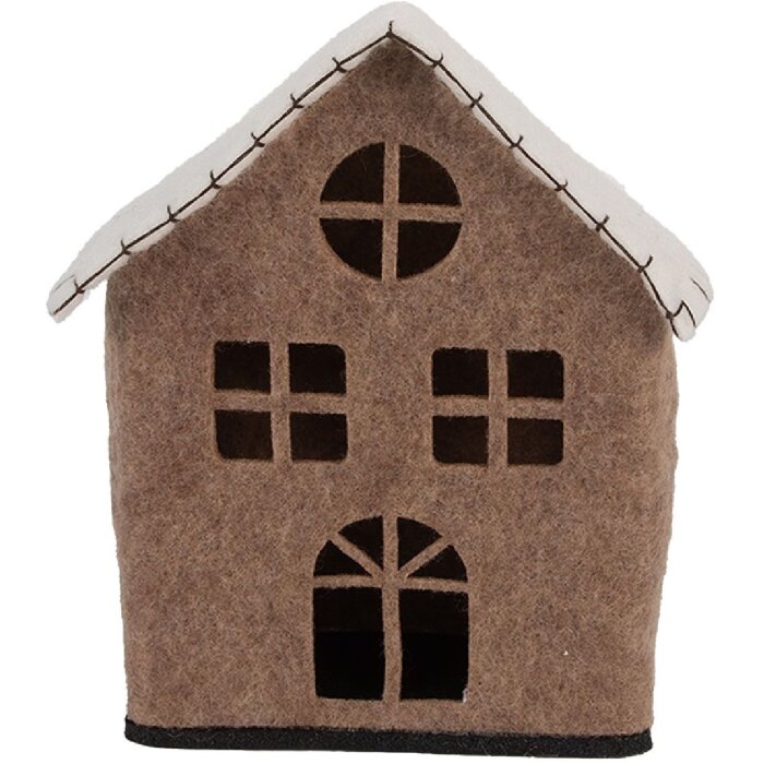 Clayre & Eef Plstěný domeček 17x9x19 cm hnědý a bílý