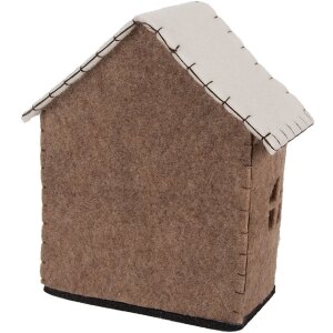 Clayre & Eef Plstěný domeček 17x9x19 cm hnědý a bílý