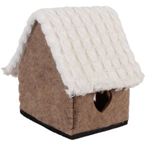 Clayre & Eef Plstěný domeček 13x10x13 cm hnědo-bílý
