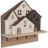 Clayre & Eef 66307 Věšák s plstěnými domky 40x13x40 cm
