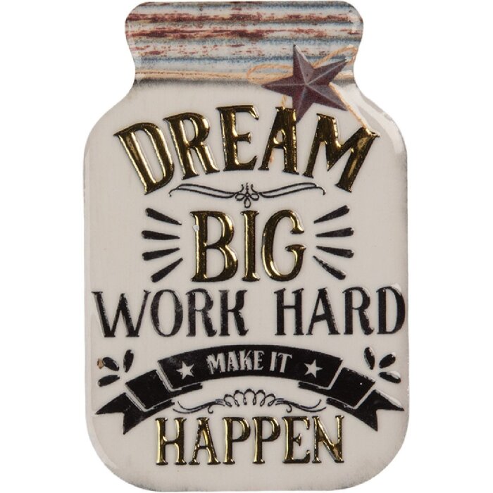 Clayre & Eef Magnet 5x1x8 cm Bílo-zlatý