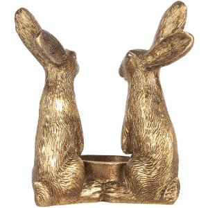 Clayre & Eef 6PR5741 Svícen Králík Zlatý 10x8x12 cm