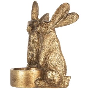 Clayre & Eef 6PR5741 Svícen Králík Zlatý 10x8x12 cm