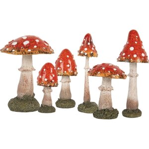 Clayre & Eef Dekorativní houba červenobílá 4x8 cm