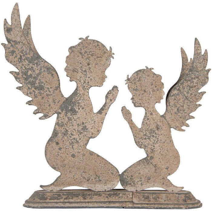 Clayre & Eef 6Y5813 Dekorace Anděl 33x8x32 cm šedobéžová