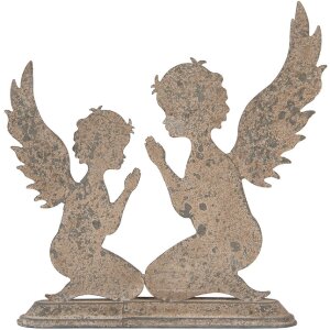 Clayre & Eef 6Y5813 Dekorace Anděl 33x8x32 cm šedobéžová