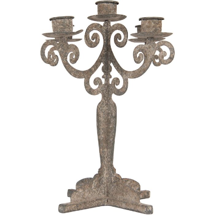 Clayre & Eef Svícen 21x21x26 cm šedobéžový