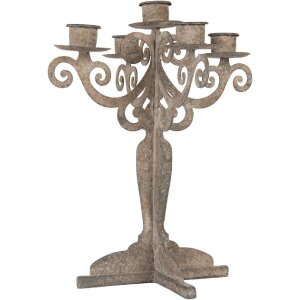 Clayre & Eef Svícen 21x21x26 cm šedobéžový