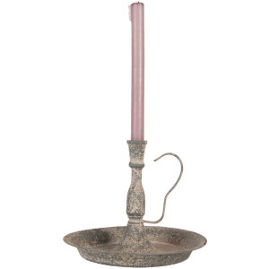 Clayre & Eef Svícen Ø 23x19 cm z oceli, šedý béžový