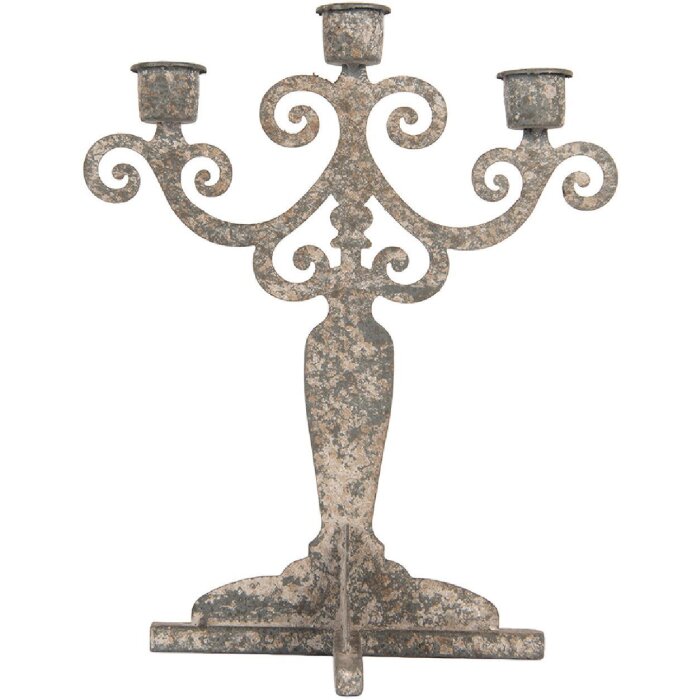 Clayre & Eef Svícen 21x15x25 cm šedobéžový