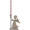 Clayre & Eef Svícen Anděl 20x9x28 cm Šedý Béžový