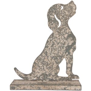 Clayre & Eef 6Y5829 Dekorace Pes 20x8x24 cm Šedá Béžová