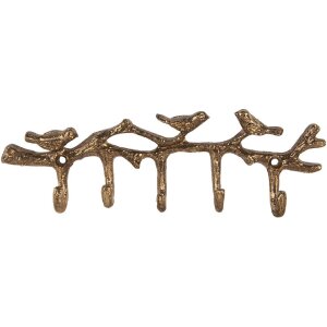 Clayre & Eef 6Y5883 Nástěnný věšák 18x2x6 cm zlatý