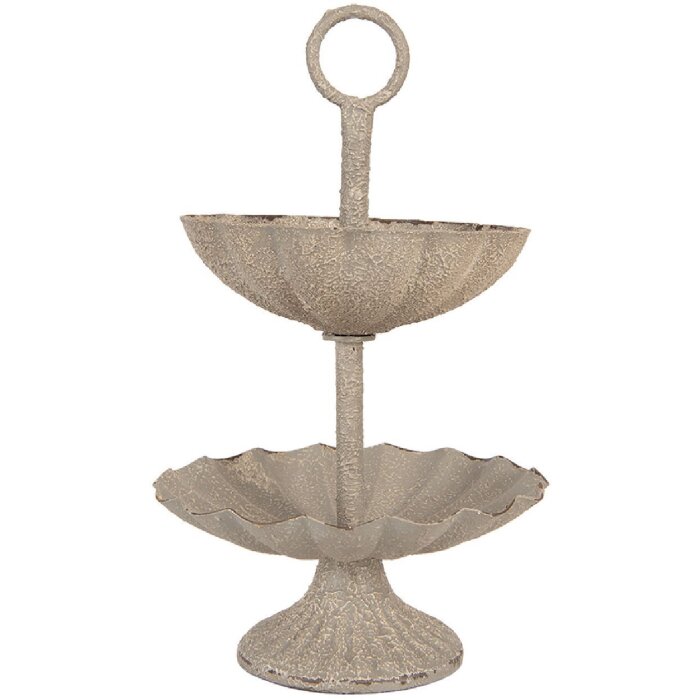 Clayre & Eef 6Y5886 Patrovací podnos Ø 15x24 cm šedobéžový