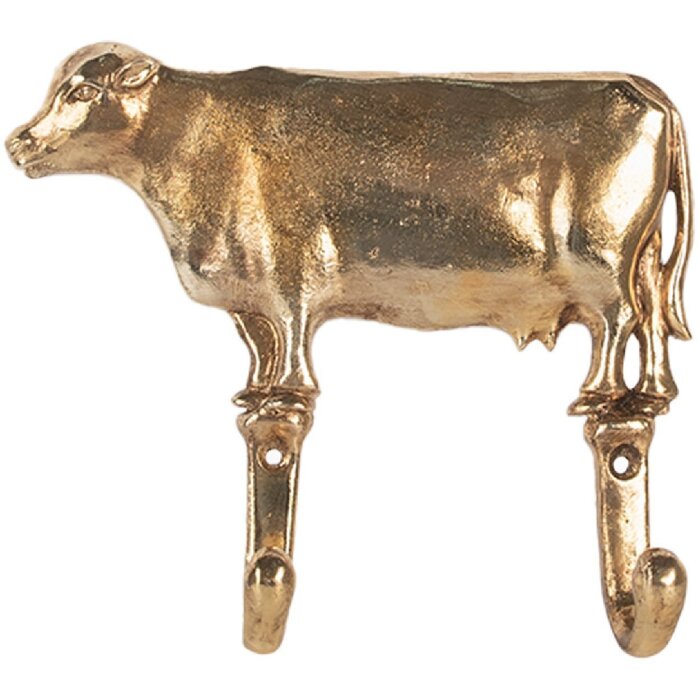 Clayre & Eef Nástěnný háček 17x4x15 cm zlatý