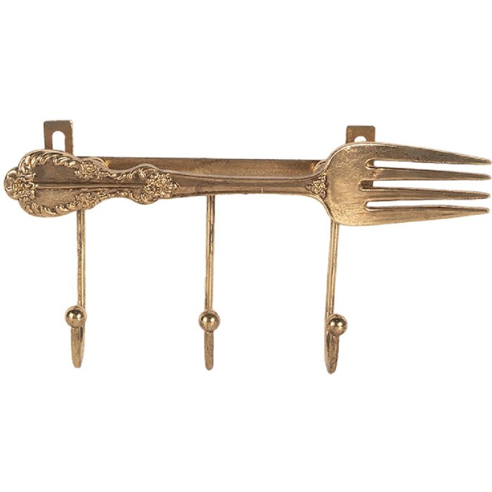 Clayre & Eef Nástěnný věšák 18x4x9 cm zlatý