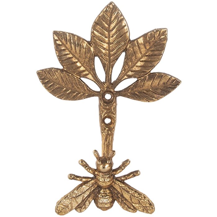 Clayre & Eef Nástěnný háček 10x6x14 cm zlatý