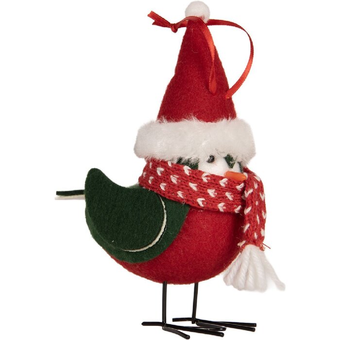 Clayre & Eef 66339 Dekorace Pták 11x7x12 cm Červeno-černá