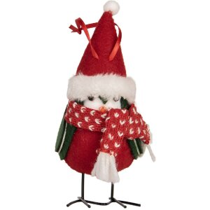 Clayre & Eef 66339 Dekorace Pták 11x7x12 cm Červeno-černá